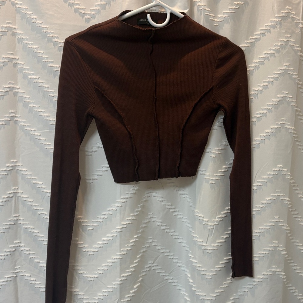 Naked wardrobe long sleeve crop top mock neck size small
